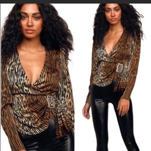 Lulu’s Tiger Print Long Sleeve Blouse